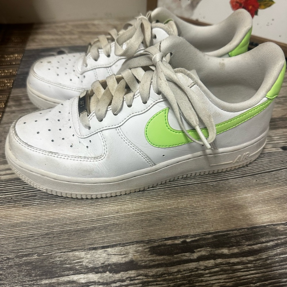 Nike Air White and Lime Green Sneakers